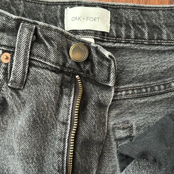 OAK + FORT Charcoal Gray High-Rise Straight Leg Jeans - Picture 2 of 4